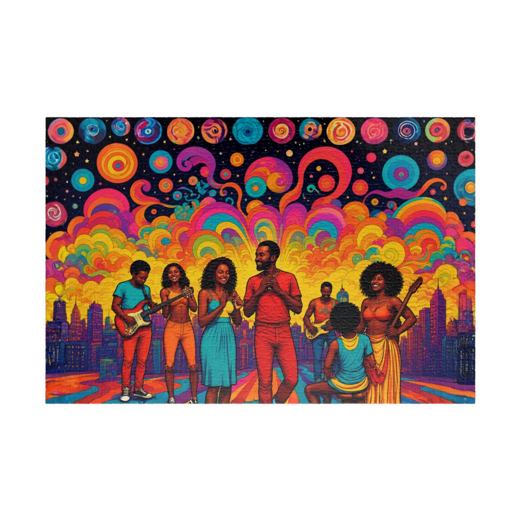 Music Art Puzzle 500 Piece Colorful Band Puzzle, Creative Abstract Puzzle for Adults