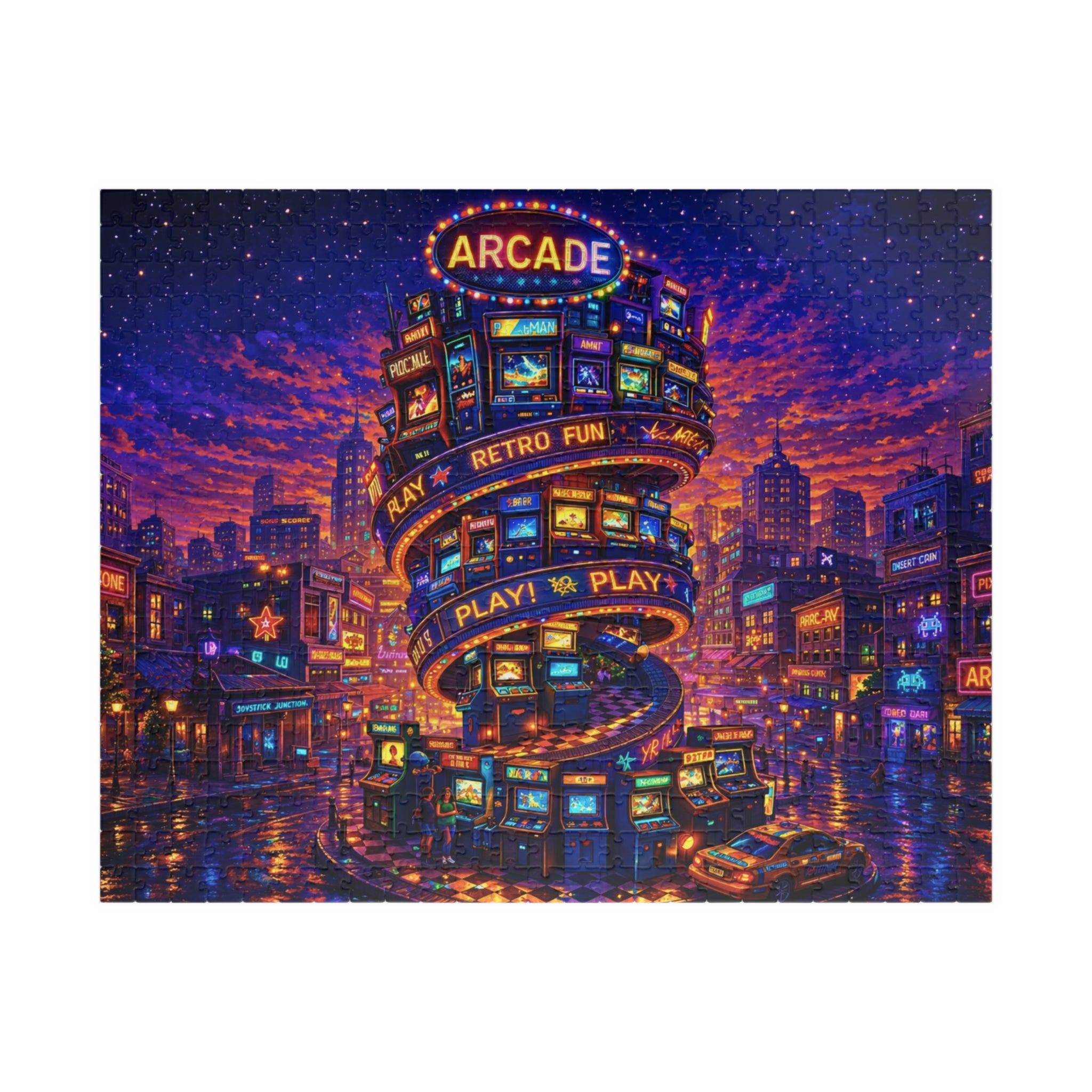 Retro Arcade Puzzle – Colorful 1000 Piece Jigsaw Puzzle for Adults, Neon Game Night Puzzle