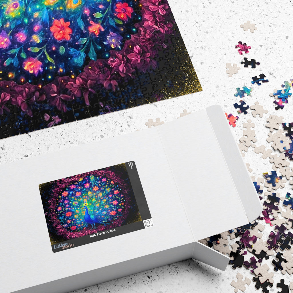 Peacock Jigsaw Puzzle 500 or 1000 Piece Colorful Bird Puzzle, Vibrant Art Puzzle, Unique Gift for Adults