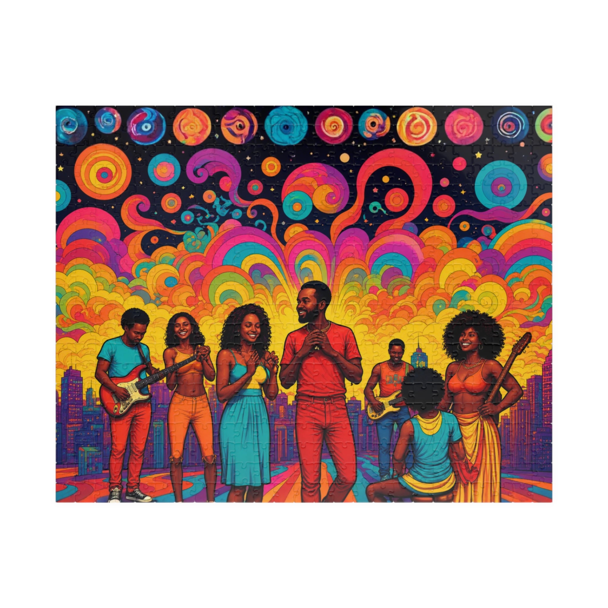 Music Art Puzzle 500 Piece Colorful Band Puzzle, Creative Abstract Puzzle for Adults